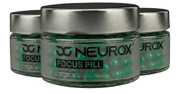 3 potes originais de Focus Pill da Neurox