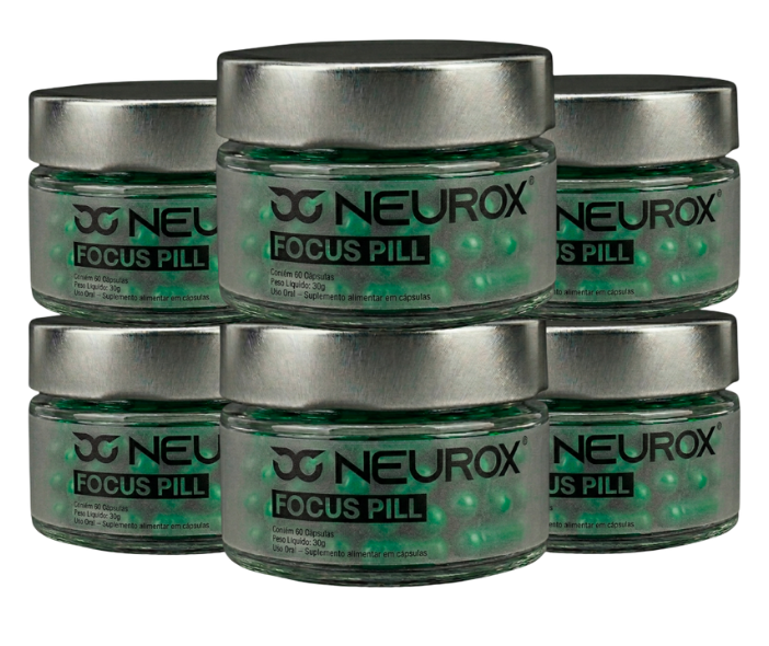 6 potes originais de Focus Pill da Neurox